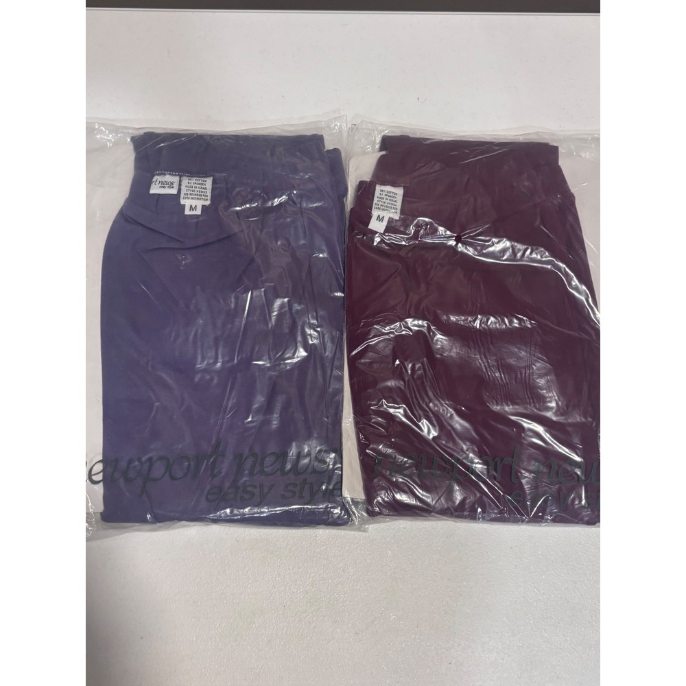 Vintage Newport News Easy Style Leggings Lot of2 Tummy Control Purple Mahogany M